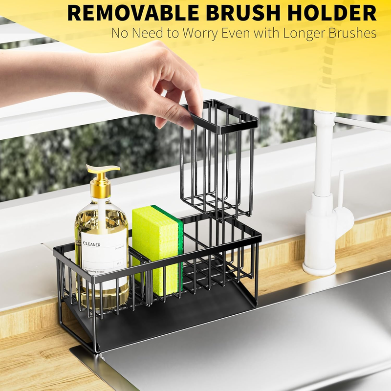 Wannilen Sink Caddy, Sponge Holder for Kitchen Sink, Kitchen Sink Organzier Rustproof Stainless Kitchen Gadgets Sink Accessories_voghion.com