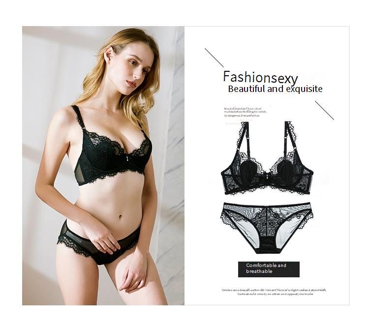 Completo intimo da donna con reggiseno ultrasottile trasparente rosso brillante_voghion.com