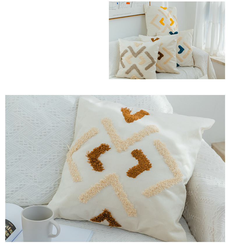 Modern Bracket-Pattern Pillow Cover - Polyester Holland Velvet Cushion Case For Office & Living Room (Nap Support Zipper Closure Easy Care)_voghion.com