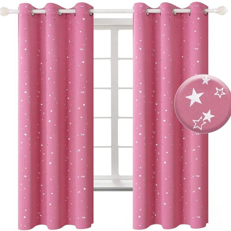Silver Star Blackout Curtains - Ready-Made Light Blocking Window Drapes High-Quality Fabric For Home Decor_voghion.com