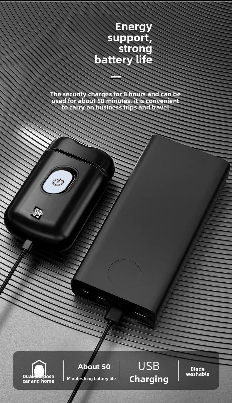 Stormwind Smart LED Elektrorasierer – Doppelter schwebender Rasierkopf, über USB wiederaufladbar, 60 Min. Laufzeit, wasserdichter Trimmer für Männer (Schwarz, Reisegröße)_voghion.com