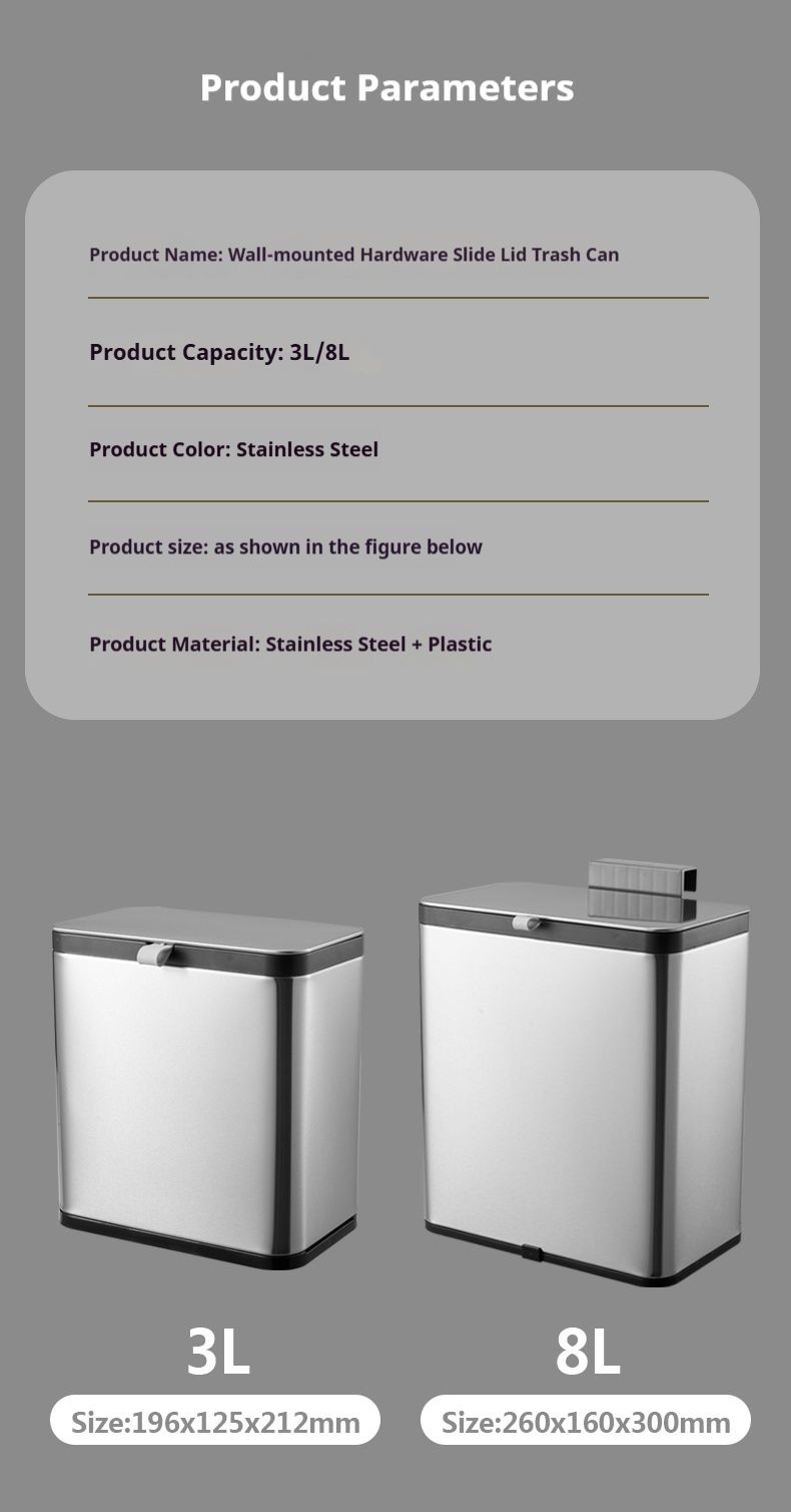 Salıncak Kapaklı Paslanmaz Çelik Duvara Monte Çöp Kutusu - 7L Mutfak ve Banyo Atık Kutusu (Yerden Tasarruf Sağlayan Tasarım, Kolay Temizlenebilir, Ticari ve Ev Kullanımı)_voghion.com