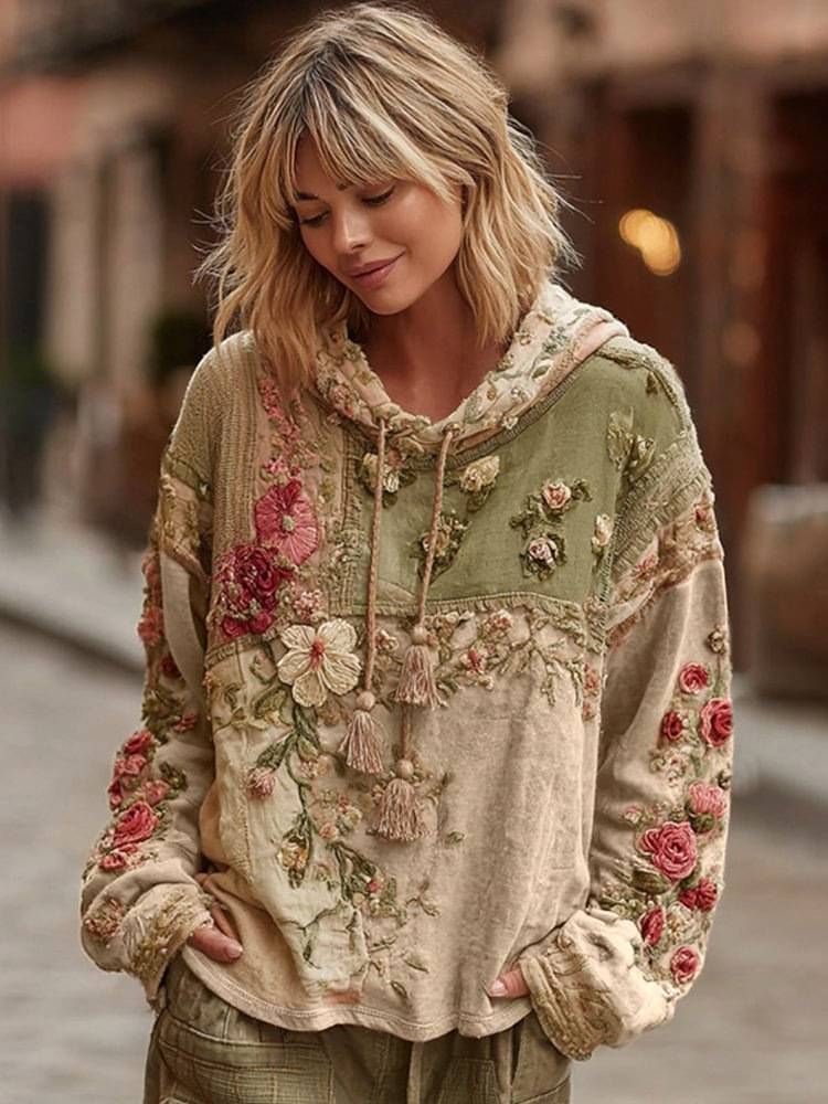 Women's Stylish Japanese Ethnic Floral Print Oversized Long Sleeve Tunic Top - Loose Fit Boho Chic Streetwear For Autumn Winter_voghion.com