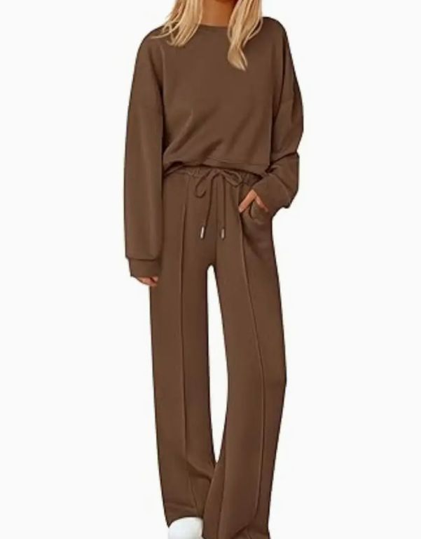 Women's Casual Long Sleeve Lounge Set - Soft Knit Tracksuit With 3d Effect (Brown, S-Xxl) Fashion Trends_voghion.com