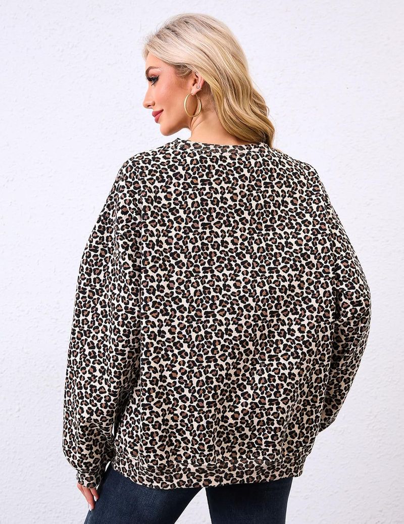 Felpa con cappuccio mimetica da donna, a maniche lunghe, con stampa foglia d'acero, scollo rotondo e tasca._voghion.com