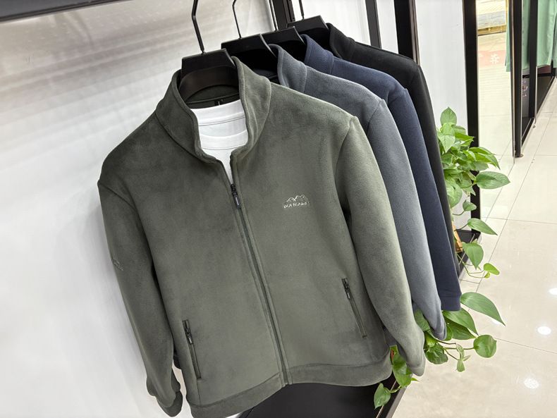 Giacca in pile con cerniera e collo alto da uomo - Pullover caldo con morbida fodera in sherpa, leggero e comodo per l'abbigliamento casual da lavoro e quotidiano_voghion.com