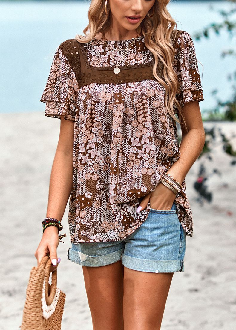 Women's Short Sleeve Round Neck Shirt_voghion.com