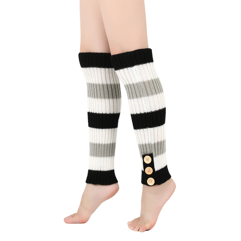 Autumn Winter Warm Knitted Button Long Boot Covers European American Style Slouch Foot Leg Warmers JK Socks_voghion.com