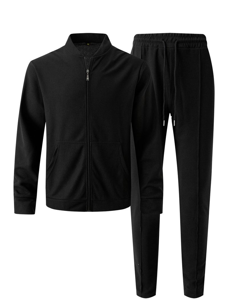 2024 Autumn/Winter New Waffle Baseball Pocket Zipper Jacket Men_voghion.com