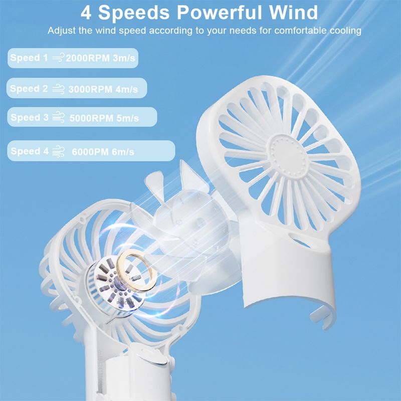 Portable Handheld Mini Humidifier 4 Speeds Powerful Wind USB Rechargeable Water Spray Mist Outdoor Small Fan_voghion.com