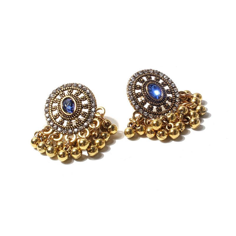 Orecchini unisex in lega con strass rotondi retrò, semplici, in stile indiano, per donna_voghion.com