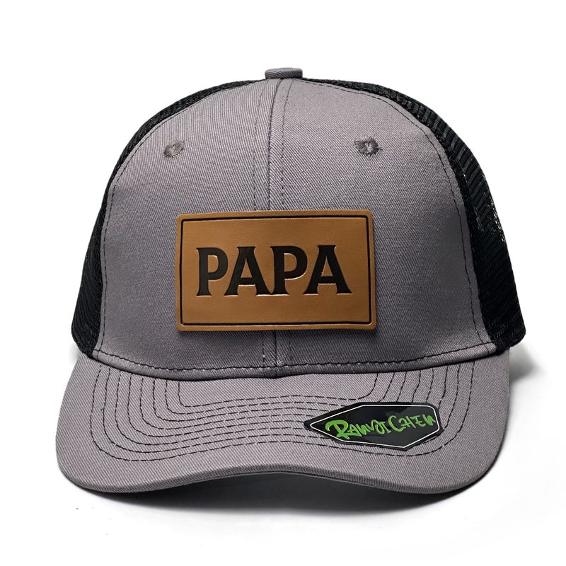 Unisex The PAPA letter pattern on the baseball cap leather label is suitable for fishing and wearing outdoor net hats_voghion.com