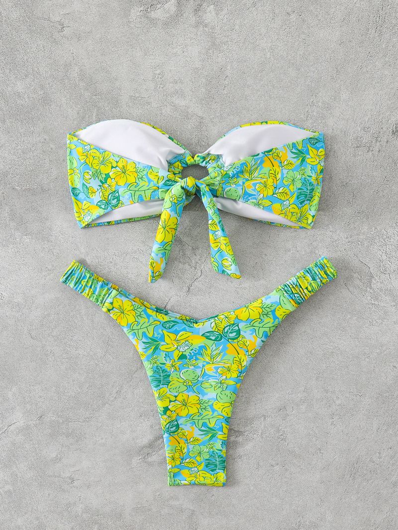 Îmbrăcăminte pentru femei Costume de baie pentru femei, stil nou, cu top tubular, pliat cu inel, drăguț, fără spate, bikini, vară, plajă_voghion.com