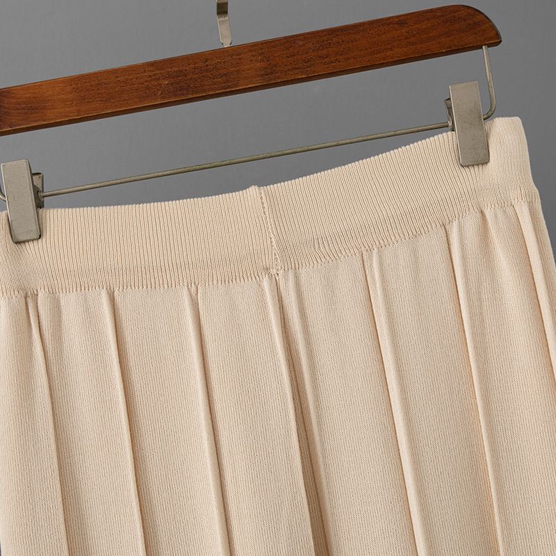 Damenbekleidung, gestrickter Freizeitanzug, ärmellose Weste, Pullover, Hose mit weitem Bein, zweiteiliger Anzug_voghion.com