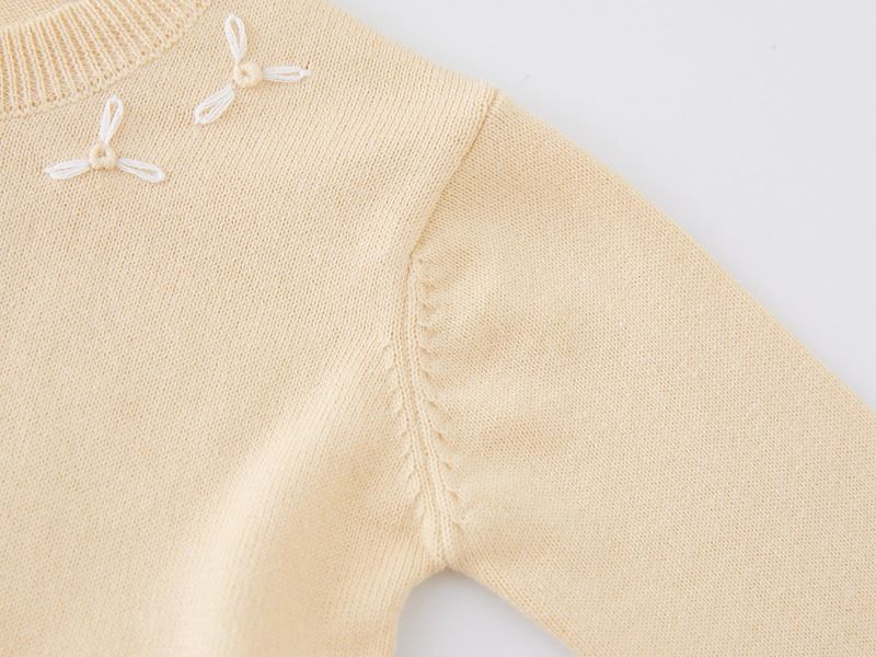 Handgehäkelte Strickjacke mit Blumenmuster für Babys und Kinder, weicher Strickpullover mit Rundhalsausschnitt, eleganter Prinzessinnen-Stil, Rot/Grau/Apricot – 90 cm bis 140 cm_voghion.com