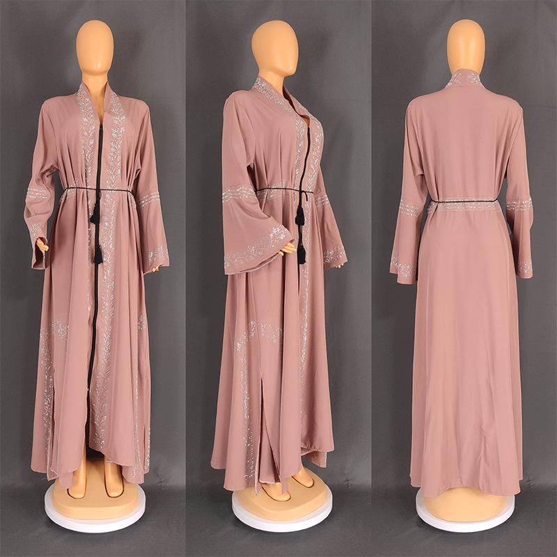 Verve Muslim Abaya Arabischer Kaftan Übergröße Damenkleid mit ausgestellten langen Ärmeln 8840_voghion.com