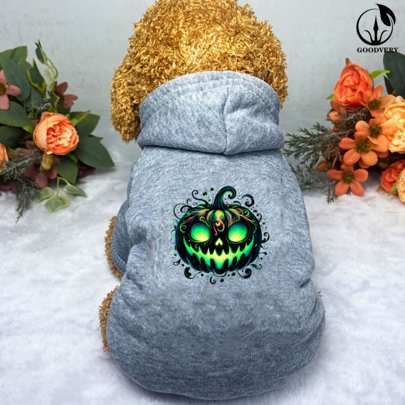 Animal Kangaroo Halloween Pumpkin Designs Solid-Color Pullover Pet Fits Small/Medium Pets, Winter Warm Pullover, Seasonal Pet Clothing_voghion.com