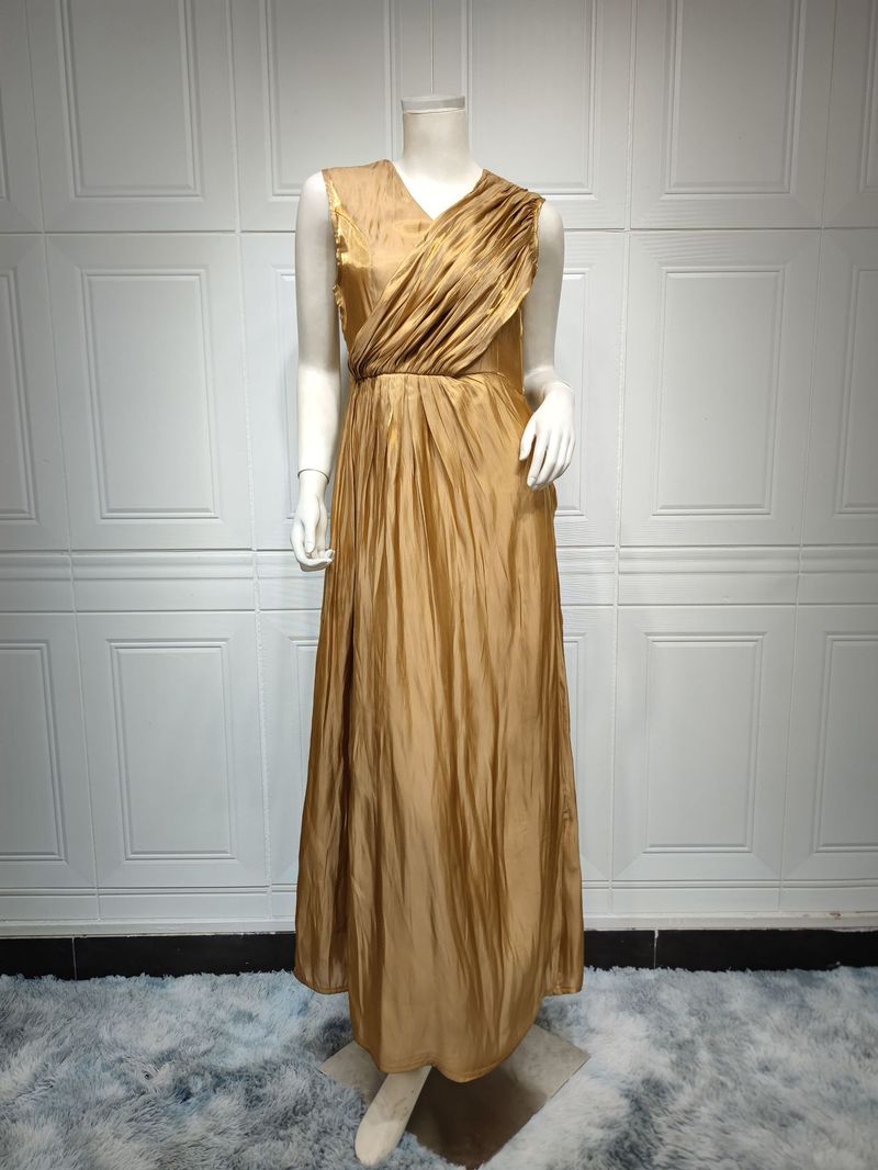 Damenbekleidung Helles Seidenkleid Dubai Robe Mode Abaya Weicher Zweiteiler_voghion.com