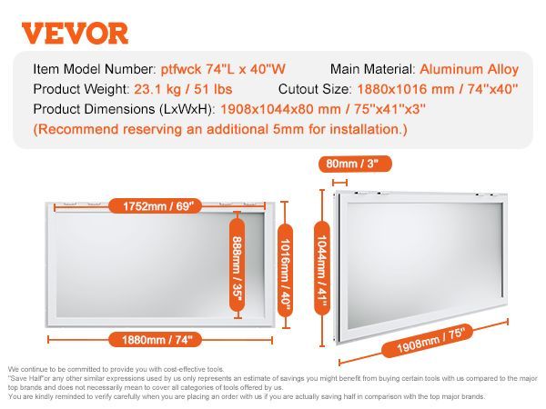 VEVOR Concession Window 74"x40", Aluminum Alloy Food Truck Service Window With Awning Door & Drag Hook, Up To 85 Degrees Stand Serving Window For Food Trucks Concession Trailers, Glass Not Included_voghion.com