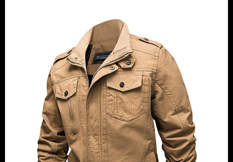 Veste pour hommes printemps et automne décontracté coton militaire vêtements de travail multi-poches manteau d'hiver en plein air bomber veste vêtements pour hommes_voghion.com