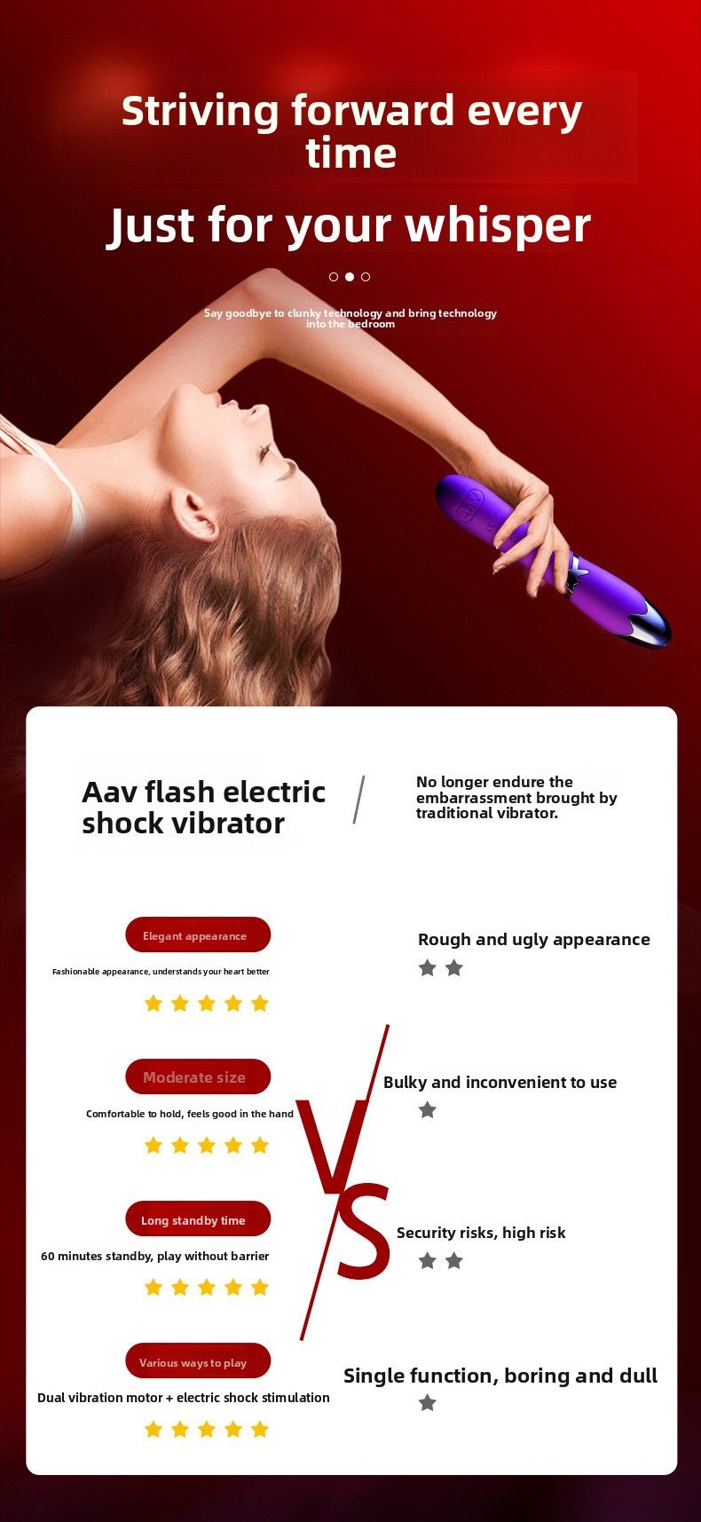 AAV Instant Tide Masseur vibrant électrique pour point G pour femmes, bâton de masturbation AV, multifréquence puissant_voghion.com