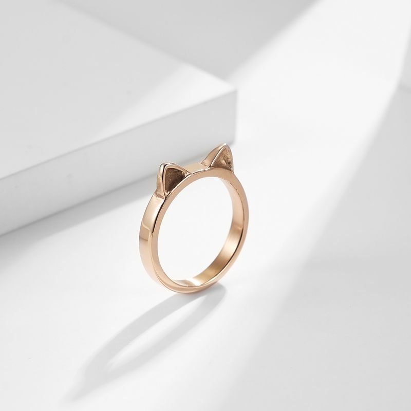 Anello da donna in acciaio al titanio con orecchie da gatto, grazioso, con gioielli da mano, per ragazza, con mignolo_voghion.com