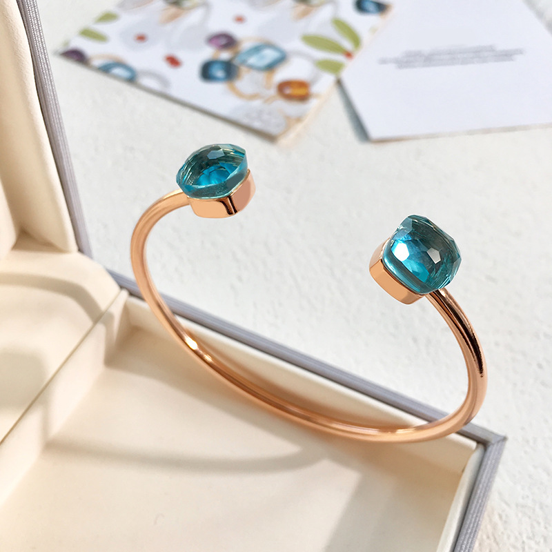 Set di gioielli da donna, moda, nazionali ed esteri, gioielli auto-progettati, gemme, bracciale aperto color caramella, gioielli con design di nicchia_voghion.com