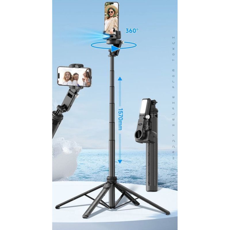 3-osiowy stabilizator ruchu AI z funkcją śledzenia twarzy, kijek do selfie, uchwyt na telefon, obrót o 360 stopni, transmisja na żywo, nagrywanie_voghion.com