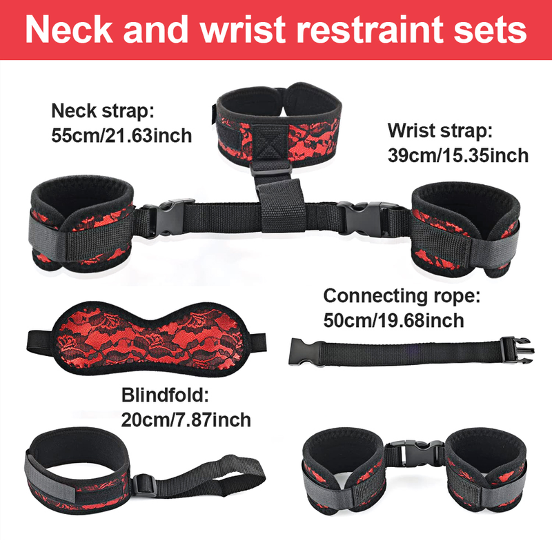 SM Sex Bondage Kit Restraints Handcuffs Collar Ankle Cuff Blindfold Feather Tickler Adult Games Toys for W_voghion.com