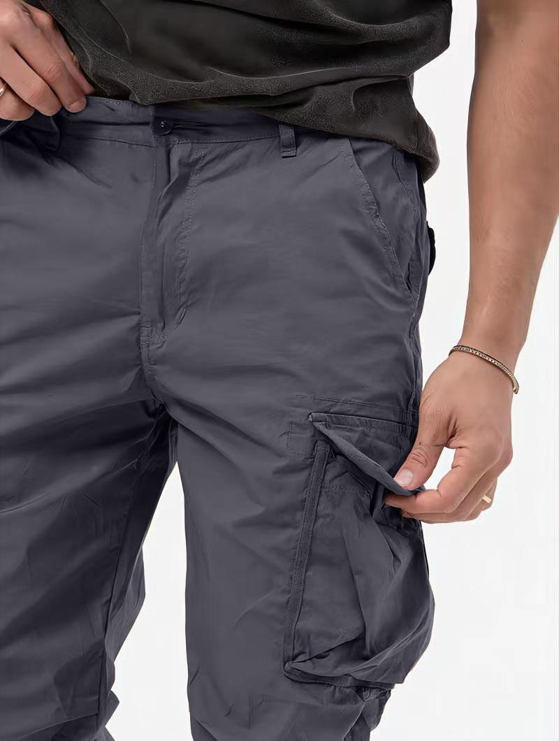 Men's Clothing Three Dimensional Bag Woven Cargo Pants Tie Belt Leggings Casual Pants Solid Color Men's Pants_voghion.com
