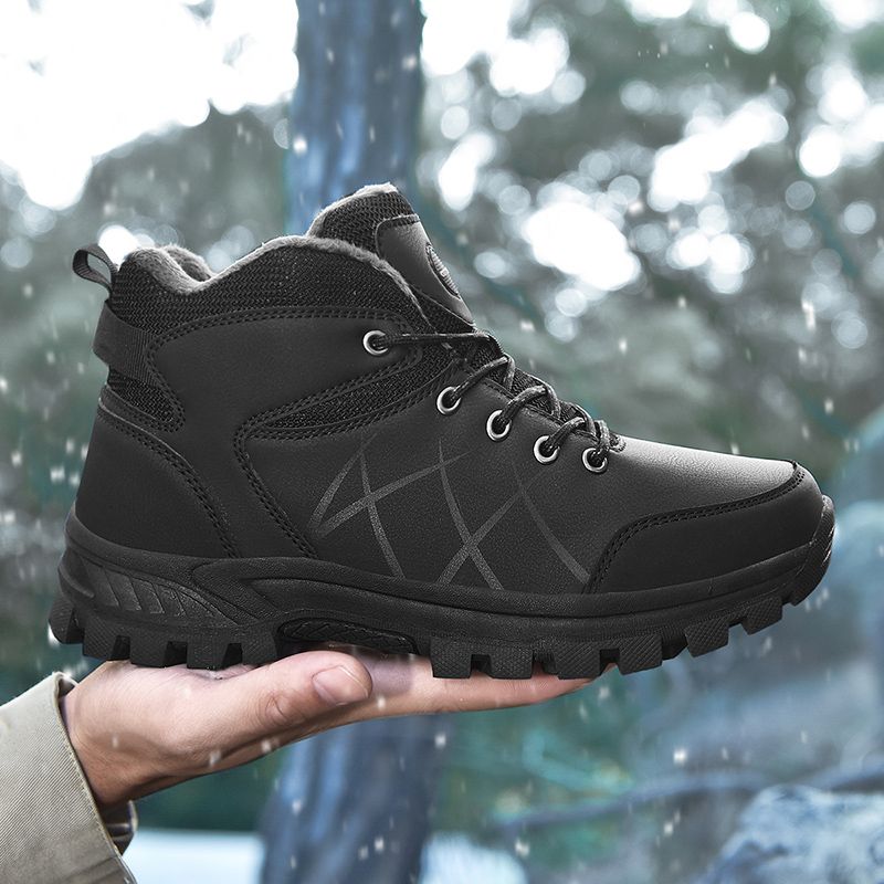 Winter Herrenstiefel High Top Wanderschuhe Warme Plüsch Stiefeletten Wasserdichte Leder Sneakers Outdoor Männliche Wanderstiefel Arbeitsschuhe_voghion.com