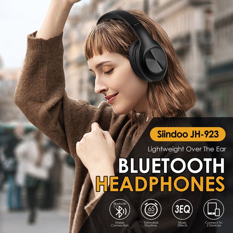 Siindoo JH-923 Wireless Headphones Over Ear,Foldable Bluetooth Headsets,3EQ Sound Modes, Hi-Res Audio With Deep Bass_voghion.com