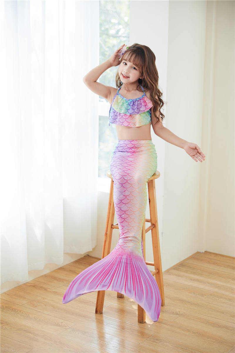 Vêtements de bébéEnfants sirène maillot de bain performance maillot de bain trois pièces queue de poisson grandes et petites filles princesse jupe bikini costume_voghion.com