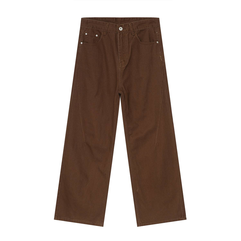 Men's Clothing Style Pure Color Simple Style Straight Loose Basic Jeans_voghion.com