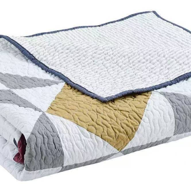 Patchwork American Quilt Bedspread Set - 3-Piece Stitched Quilt Cover With Premium Fabric (Home Decor Bedding Collection)_voghion.com