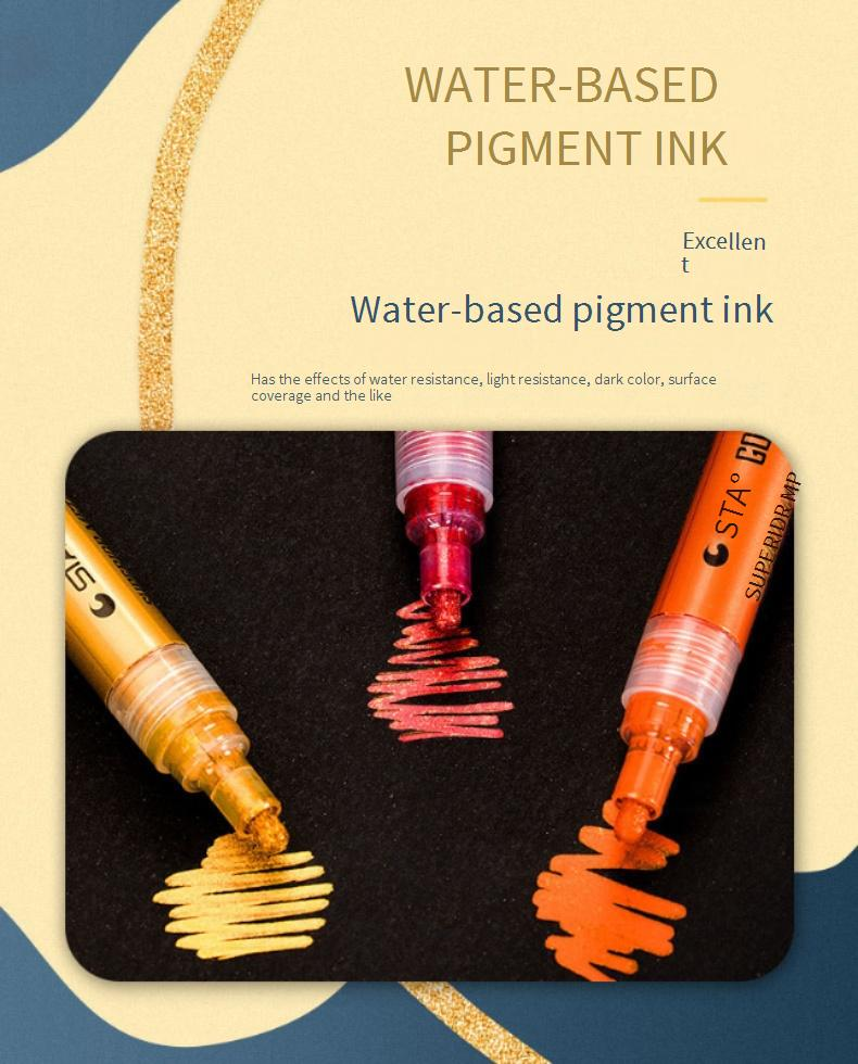 Marcadores de pintura metalizada Super Gold: punta de 2 mm, resistentes al agua, colores vibrantes para arte, bricolaje y manualidades._voghion.com