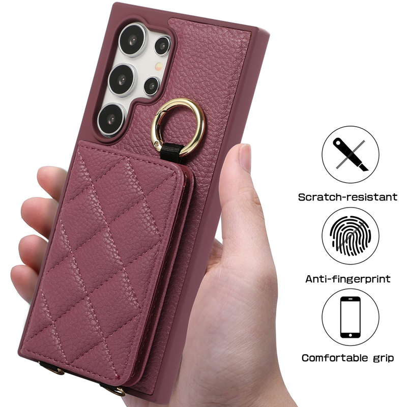 Suitable For Samsung S25 Ultra Crossbody Mobile Phone Case Card Insertion S24 S25 Edge Small Card Holder Protective Cover_voghion.com