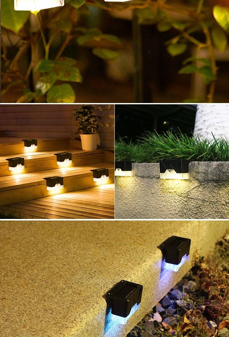 Luci solari per gradini, luci LED impermeabili per esterni, per giardino, recinzione, vialetto - Bianco caldo/Bianco freddo/Cambio colore_voghion.com