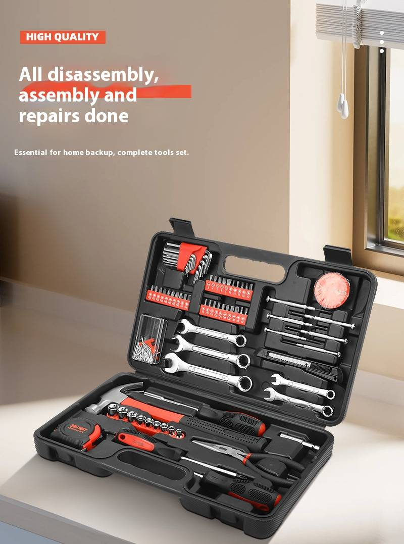 146-Piece Multi-Function Tool Kit With Plastic Toolbox & Handle For Home Repair, Car Maintenance, And DIY Projects_voghion.com