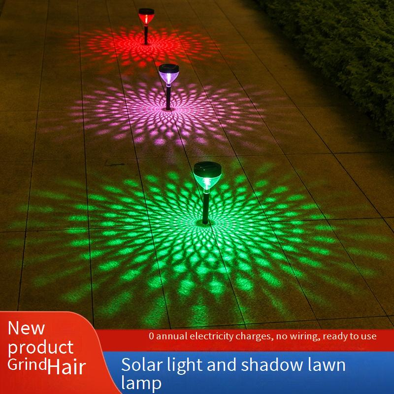 Upgraded Solar LED Lawn Light With Projection - Warm Yellow Light, Waterproof Outdoor Garden Light For Patio, Yard, Pathway Decoration_voghion.com