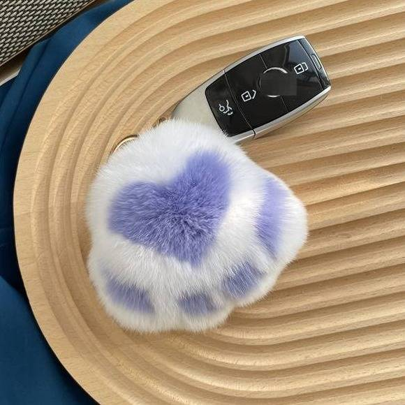 Portachiavi in morbida pelliccia di coniglio - Grazioso design a forma di zampa di gatto e zampa d'orso, regalo perfetto per compleanni, matrimoni, souvenir di viaggio e altro ancora._voghion.com