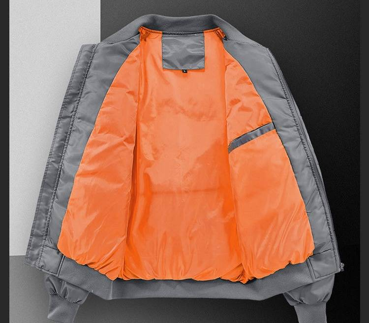 Men's Winter Bomber Jacket With Duck Down Filling, MA1 Flight Jacket Style, Slim Fit, Lightweight Warm Coat For Casual Wear (Green, Black, Gray)_voghion.com