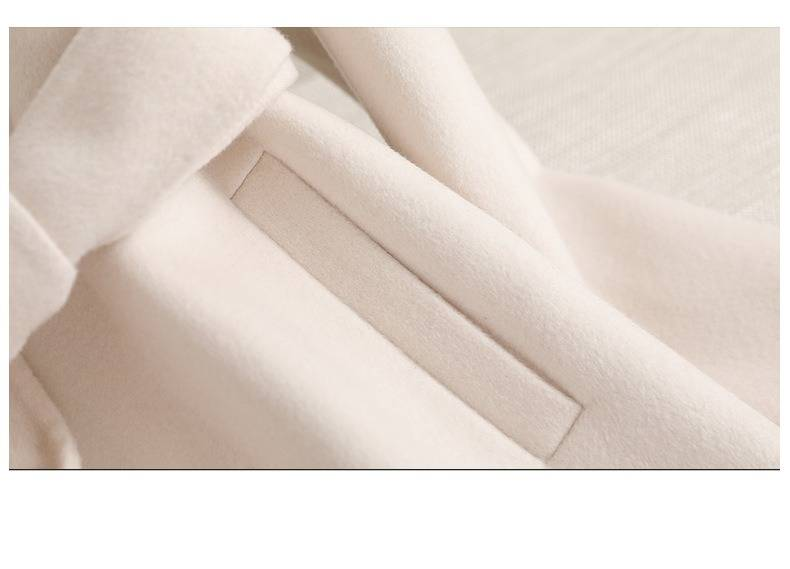 Luxury Double-Faced Wool Coat Women's Mid-Length Trench Coat For Petite Figure | Premium Cashmere Blend | Slim Fit With Belt | Office Elegance_voghion.com