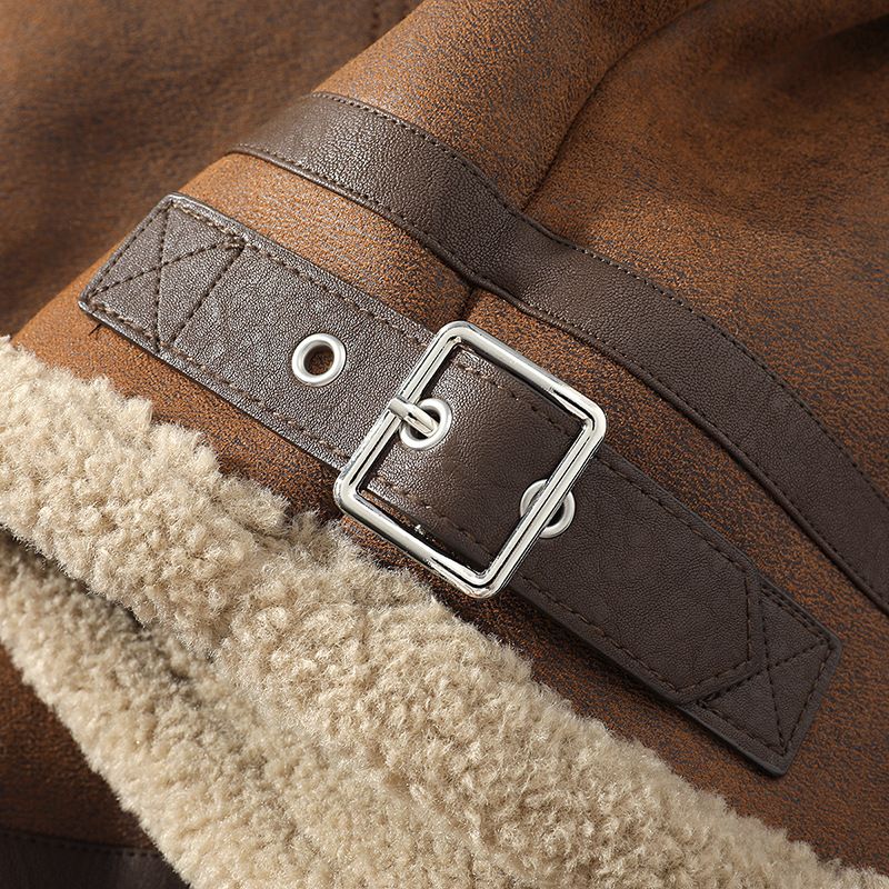 Giacca da uomo in pelliccia sintetica di ispirazione vintage – Cappotto invernale foderato in pile con revers a lancia (marrone, M-5XL)_voghion.com
