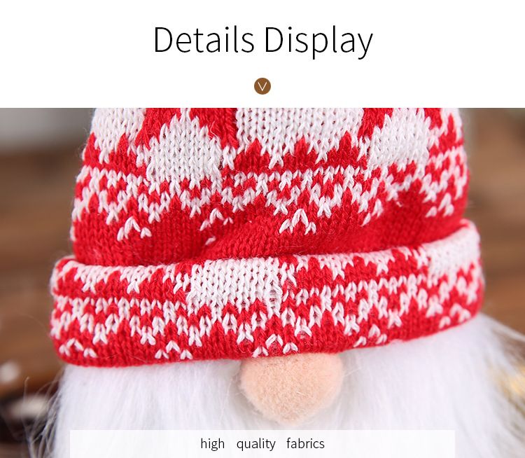 Haube Neue Weihnachtsdekoration Strickmütze Wald Alter Mann Weinset Gesichtslose Puppe Weindeckel Weinflaschendekoration_voghion.com