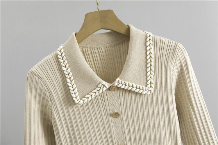 Gonna di media lunghezza in maglia con risvolto di alta qualità per abbigliamento femminile, per donna, elegante e sottile, stile primaverile e autunnale_voghion.com