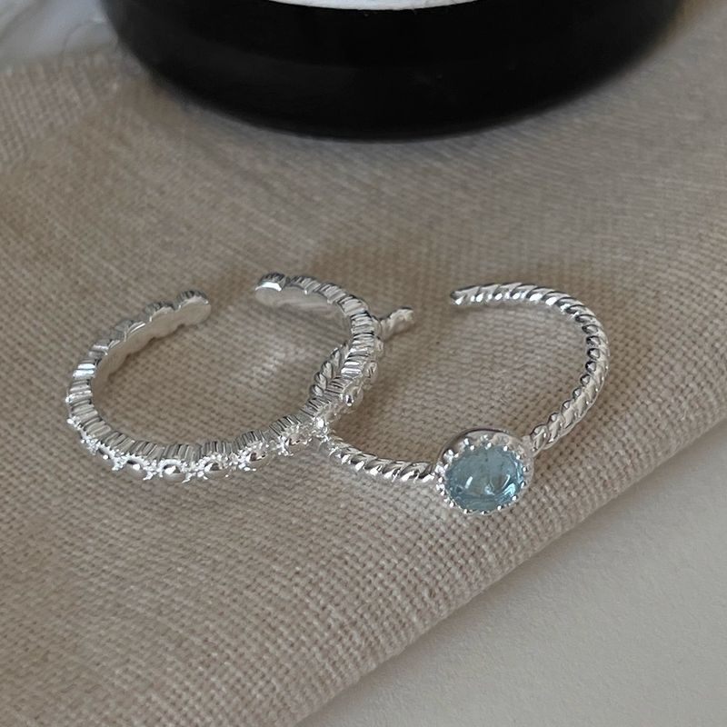 Bague en forme de cercle bleu uni, finement tressée, ouverte, réglable, design de niche, index, simple, polyvalente_voghion.com