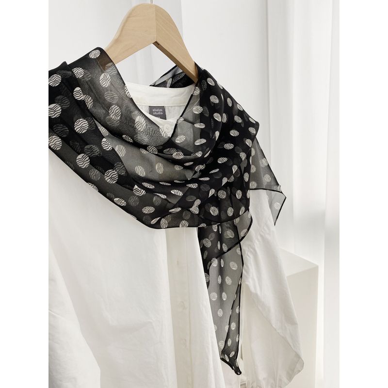 High Version French Brown Long Strip Georgette For Women Spring Summer Versatile Neck Tie Thin Elegant Accessory Silk_voghion.com