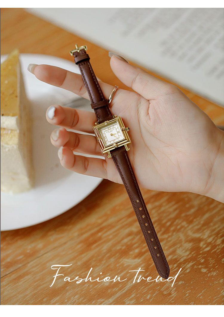 Women's Watches Senior Sense Belt Small Square Table Simple Scale Retro Style Women's Watch Middle Table_voghion.com