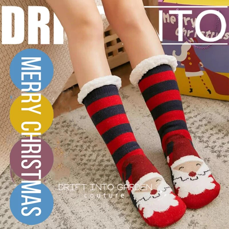 Calcetines cálidos de invierno para mujer, pantuflas suaves de felpa de pingüino para mujer, zapatillas de suelo sin agarre, calcetín corto, ciervo esponjoso y oso de alce_voghion.com